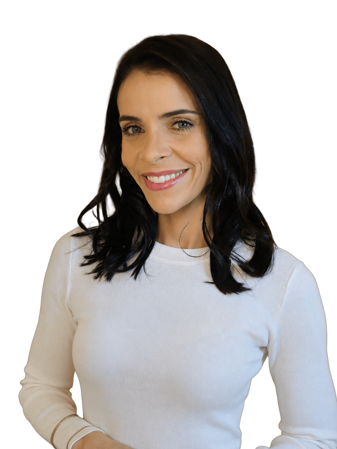 Dra. Nayra Lima sorrindo, de blusa branca